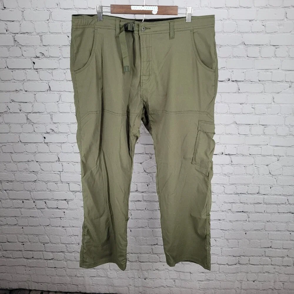 PrAna Green Breathe Nylon Stretch Lightweight Snap Cuff Cargo Pants Size (40x30)